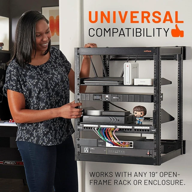 Alt view image 11 of 14 - ECHOGEAR 1U Rack Shelf - Universal Design Works with Any Rack - Holds 25lbs of Servers, Network Gear, or AV Equipment - 12" Deep Steel Shelf with Ventilated Design - Install Hardware Included