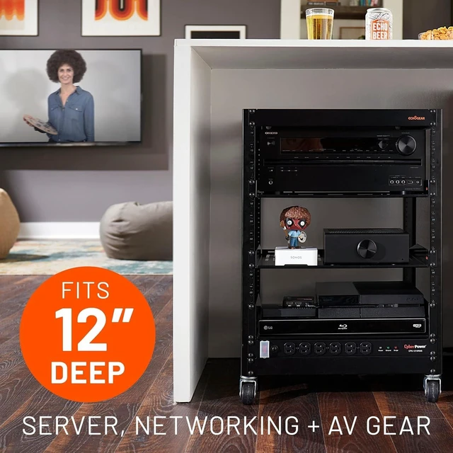 Alt view image 13 of 14 - ECHOGEAR 1U Rack Shelf - Universal Design Works with Any Rack - Holds 25lbs of Servers, Network Gear, or AV Equipment - 12" Deep Steel Shelf with Ventilated Design - Install Hardware Included