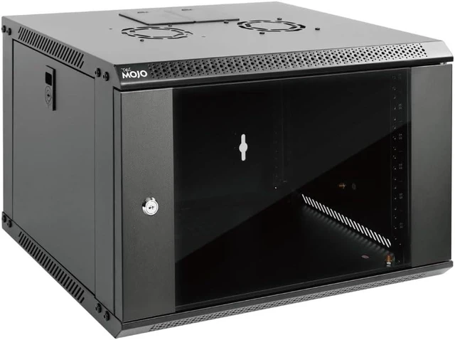 Alt view image 7 of 12 - 6U Wall Mount Server Cabinet IT Network Rack Enclosure Lockable Door and Side Panels Black,Cooling Fan,Standard Glass Door,17.7inch Depth,for 19 IT Equipment,A/V Devices