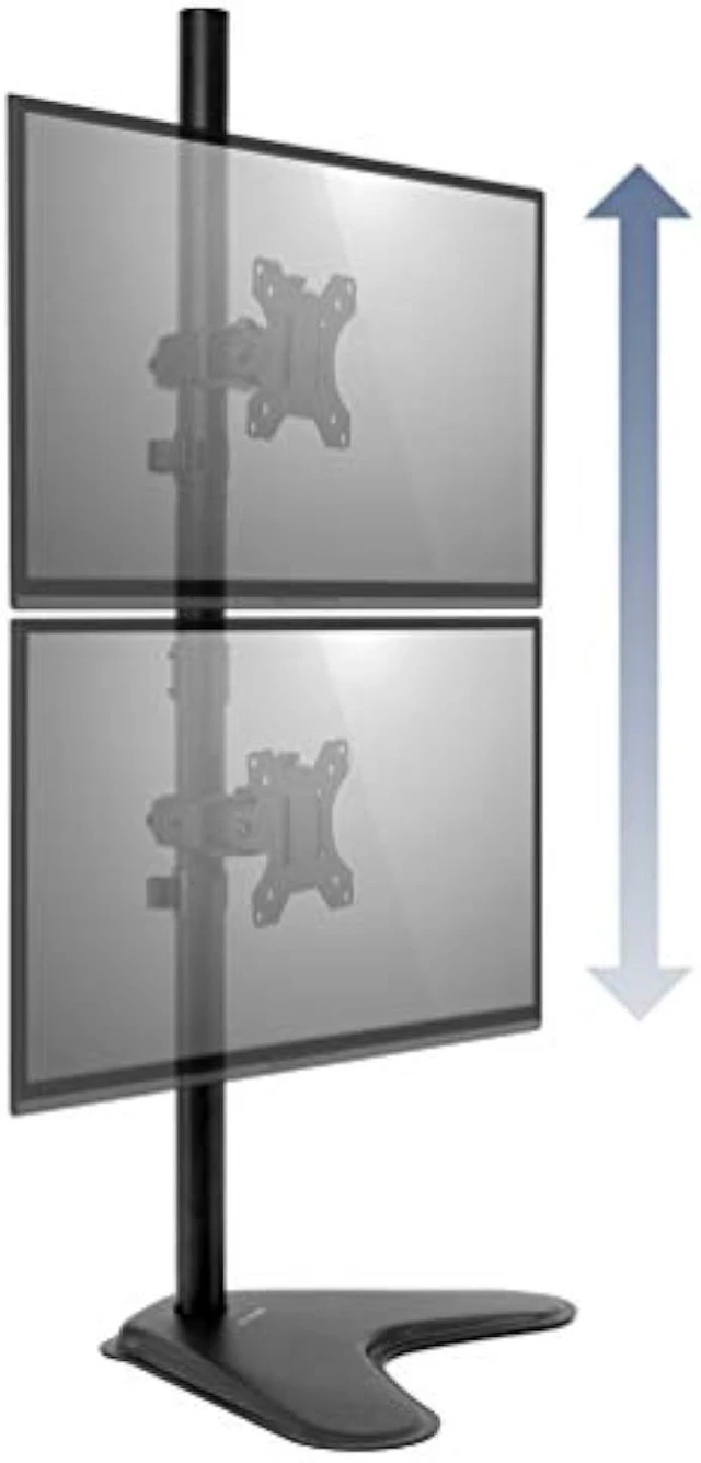 Alt view image 7 of 12 - Mount-It! Vertical Dual Monitor Stand | 2 Screen Stacked Monitor Stand | Two 24 27 29 30 32 Inch Stacking Displays | Tilt Swivel Height Adjustable | VESA 75 100 Compatible