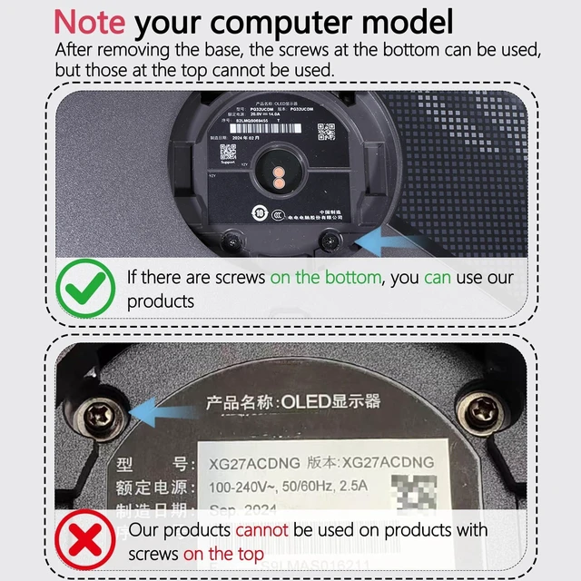 Alt view image 7 of 10 - PG27AQDP VESA Adapter Compatible with ASUS ROG 27" 34" MonitorFits XG27AQDMG,PG27AQDM,PG27AQDP,PG32UCDP,PG34WCDM 75x75 to 100x100 Wall Mount Bracket