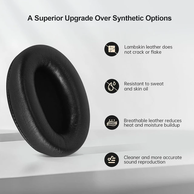 Alt view image 7 of 10 - WH-1000XM3 Replacement Ear Pads for Sony XM3 Noise Cancelling Headphones, Genuine Lambskin Leather Earpads Cushions with Softer Acoustic Memory Foam, Extra-Thickness (Black)