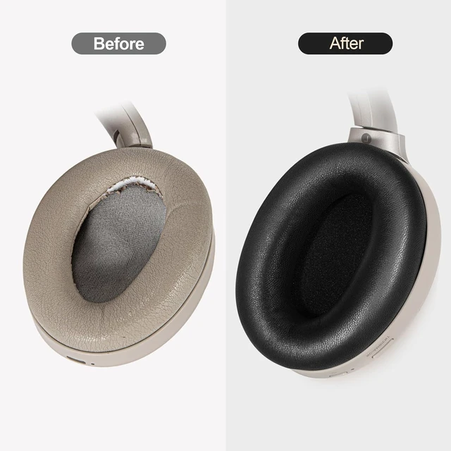 Alt view image 10 of 10 - WH-1000XM3 Replacement Ear Pads for Sony XM3 Noise Cancelling Headphones, Genuine Lambskin Leather Earpads Cushions with Softer Acoustic Memory Foam, Extra-Thickness (Black)