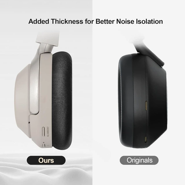 Alt view image 9 of 10 - WH-1000XM3 Replacement Ear Pads for Sony XM3 Noise Cancelling Headphones, Genuine Lambskin Leather Earpads Cushions with Softer Acoustic Memory Foam, Extra-Thickness (Black)