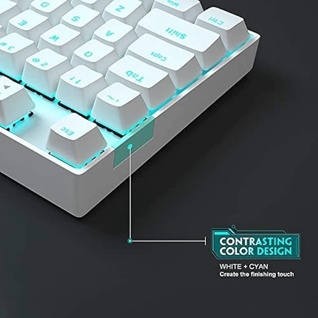 Alt view image 9 of 11 - MageGee Mechanical Gaming Keyboard with Blue Switch, Compact 87 Keys Wired Computer Keyboard for Windows Laptop PC Gamer, LED Ice Blue Backlit, White