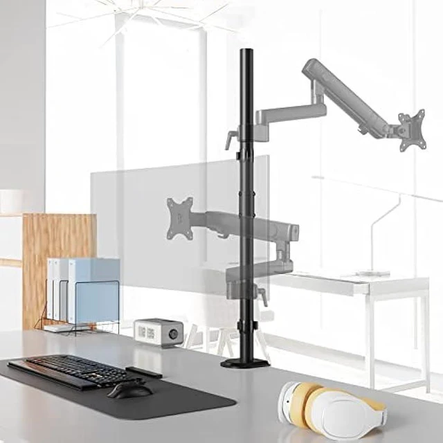 Alt view image 12 of 14 - WORLDLIFT Extra Tall Sturdy Center Pole for Monitor Arm Mount 31.9inches Steel Monitor Stand C Clamp/Grommet Pole only