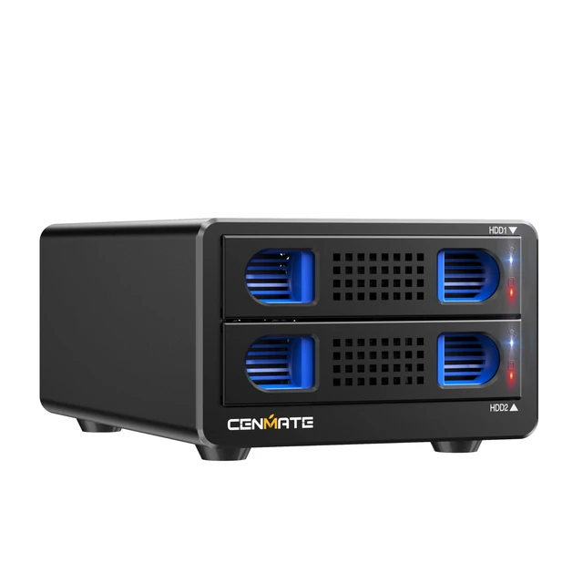 Alt view image 6 of 10 - CENMATE Aluminum 2 Bay Hard Drive Enclosure with Cooling Fan for 2.5/3.5" SATA HDD/SSD with USB A/C 3.0, Support Hot Swappable, Tool-Free HDD Enclosure, DAS(NO RAID/NAS)