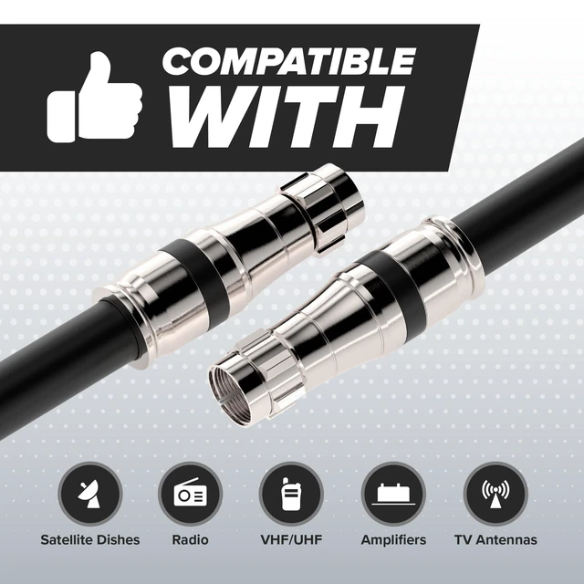 Alt view image 8 of 10 - THE CIMPLE CO - RG11 Coaxial Cable 50 FT - Indoor/Outdoor Dual-Shielded Coax Cable for TV Antenna, Satellite Extension, Internet, CATV - Weather-Sealed RG11 Wire 50 Feet (15 Meters), Black