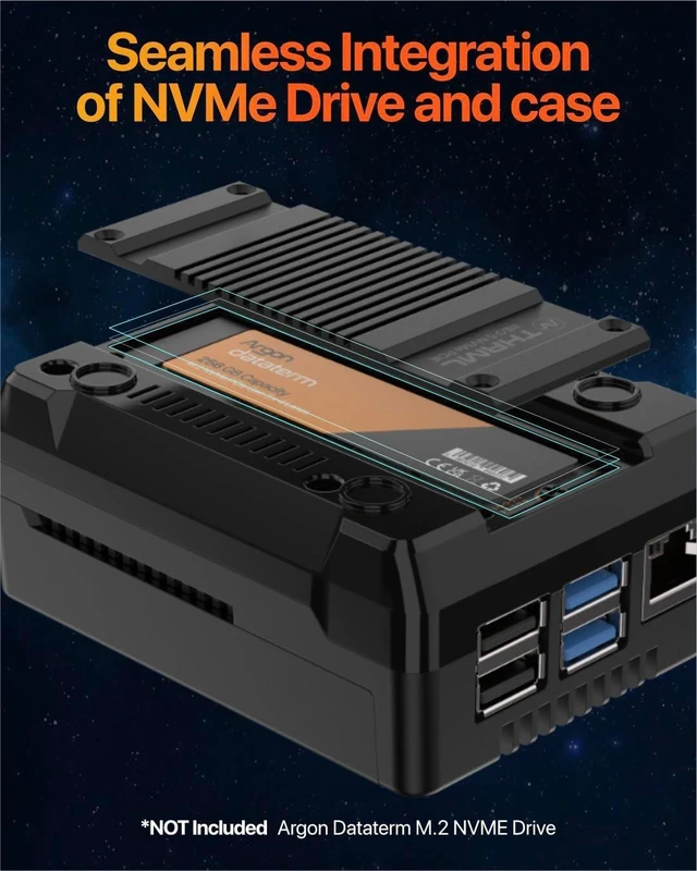 Alt view image 8 of 10 - Argon NEO 5 M.2 NVME PCIE Case for Raspberry Pi 5 ^^ Aluminum case with Built-in Fan