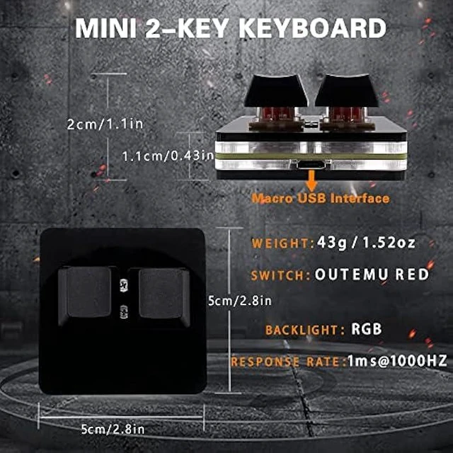 Alt view image 9 of 14 - BTXETUEL NONO OSU keypad 2-Key Red axis Gaming USB Keyboard,Hotswap Mechanical Keyboard,Mini Mechanica RGB keypad for macros and Rhythm Games.