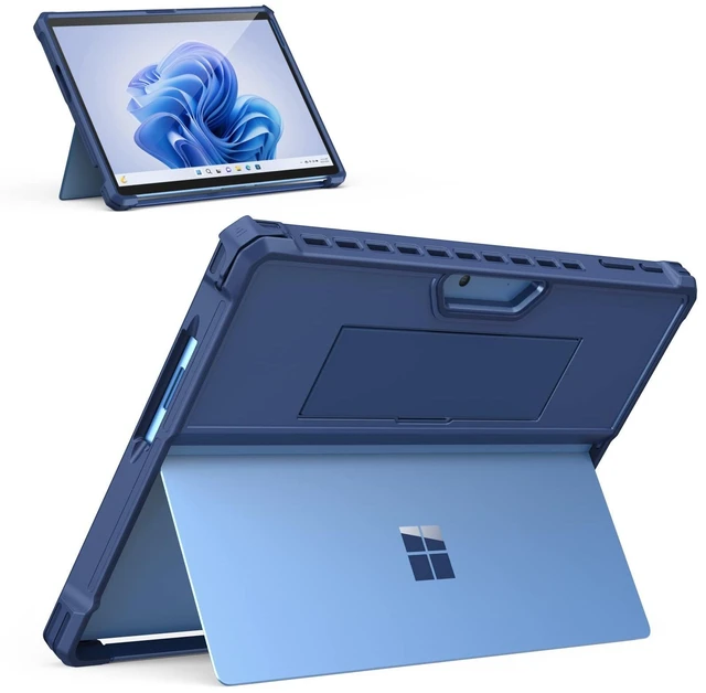 Alt view image 6 of 10 - MoKo Case Compatible with Microsoft Surface Pro 11, Surface Pro 10, Surface Pro 9 13 Inch, All-in-One Protective Rugged Cover with Hand Strap, Compatible with Type Cover Keyboard, Blue