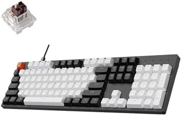 Alt view image 8 of 14 - Keychron C2 Full Size 104 Keys Wired Mechanical Gaming Keyboard for Mac Layout, K Pro Brown Switch/White LED Backlight/Double Shot ABS Keycaps/USB C Computer Keyboard for Windows Laptop
