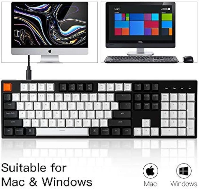 Alt view image 10 of 14 - Keychron C2 Full Size 104 Keys Wired Mechanical Gaming Keyboard for Mac Layout, K Pro Brown Switch/White LED Backlight/Double Shot ABS Keycaps/USB C Computer Keyboard for Windows Laptop