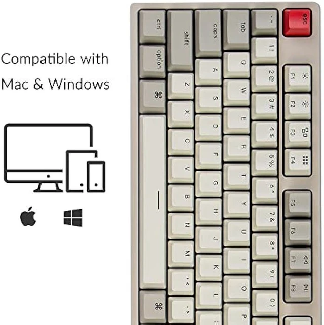 Alt view image 8 of 12 - Keychron C2 Full Size Hot-swappable Wired Mechanical Keyboard Compatible with Mac, Keychron Red Switch, 104 Keys ABS Retro Color Keycaps Gaming Keyboard for Windows, USB-C Type-C Braid Cable