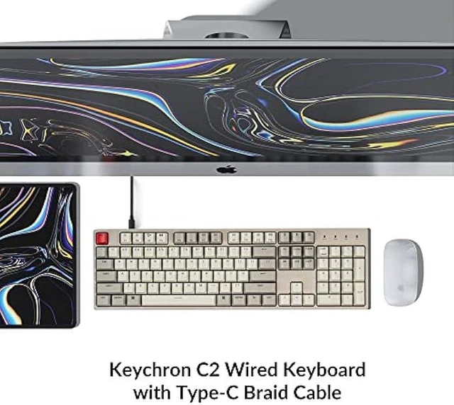 Alt view image 9 of 12 - Keychron C2 Full Size Hot-swappable Wired Mechanical Keyboard Compatible with Mac, Keychron Red Switch, 104 Keys ABS Retro Color Keycaps Gaming Keyboard for Windows, USB-C Type-C Braid Cable