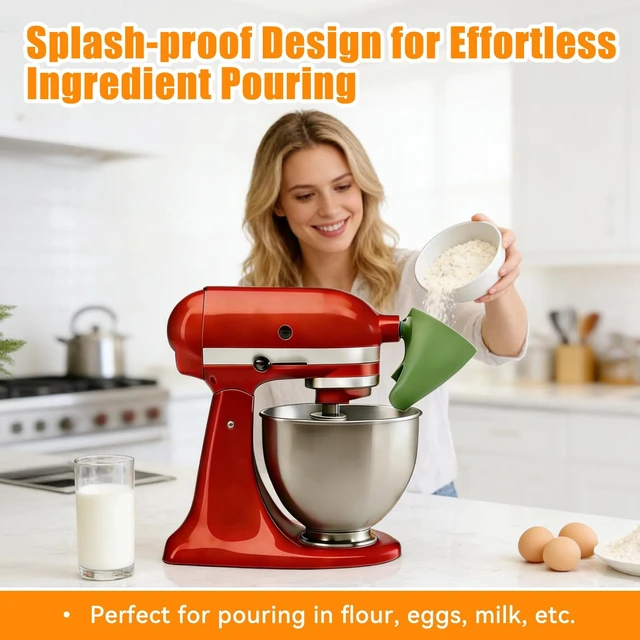 Alt view image 2 of 4 - Flour Funnel Pouring Chute Accessory Compatible with KitchenAid Artisan 5QT Tilt-Head Stand Mixer