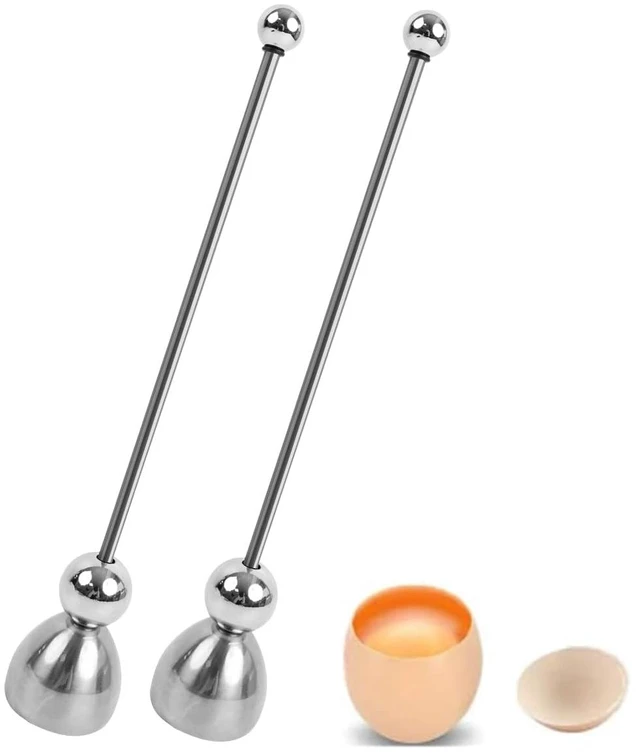 Main image of 2pcs Egg Cracker Topper Cutter Stainless Steel Egg Shell Opener Separator Remover Egg Cracker Tool for Raw Eggs, Hard or Soft Boiled Eggs