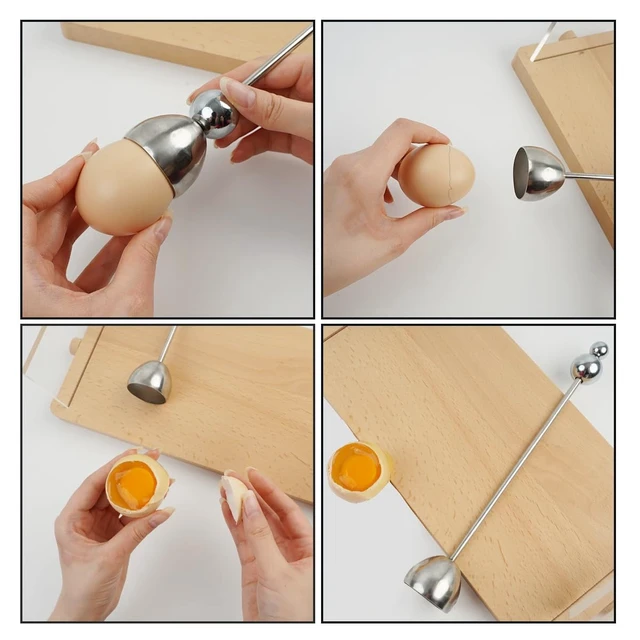 Alt view image 3 of 4 - 2pcs Egg Cracker Topper Cutter Stainless Steel Egg Shell Opener Separator Remover Egg Cracker Tool for Raw Eggs, Hard or Soft Boiled Eggs