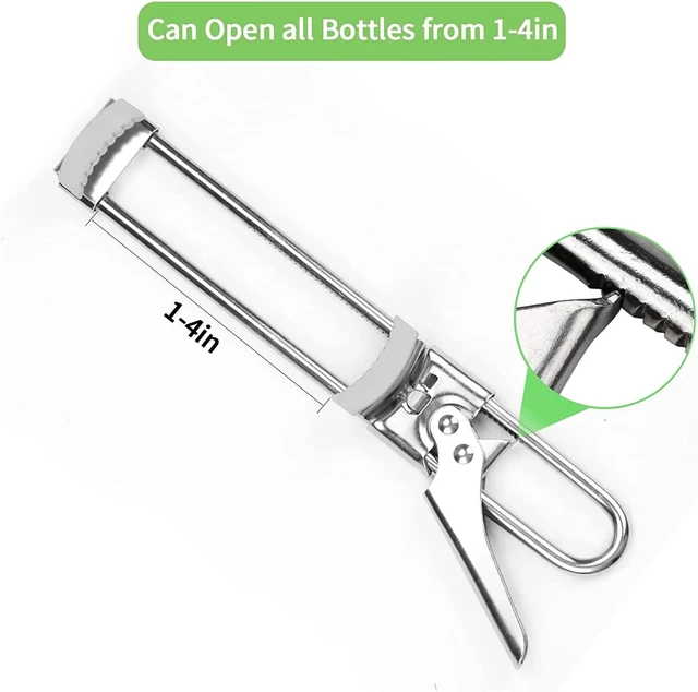 Alt view image 5 of 5 - Adjustable Jar & Bottle Opener for Seniors with Arthritis Stainless Steel Lever Grip, Rubber Pad for Weak Hands, Fits Any Size Lid2-piece set