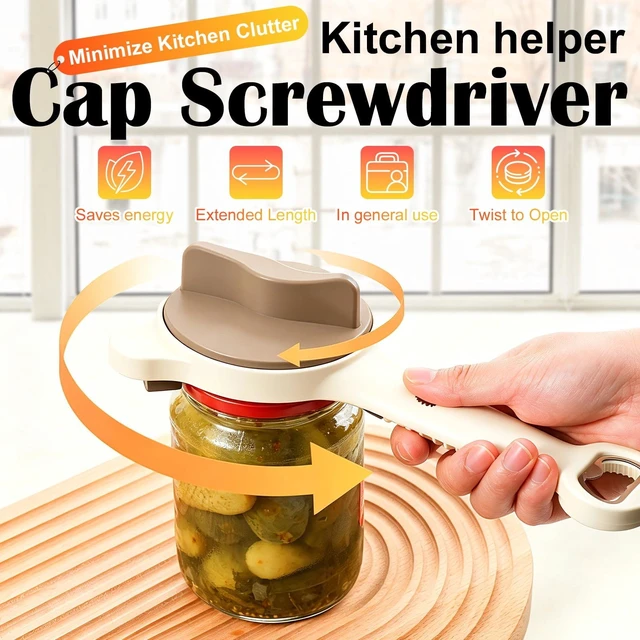 Alt view image 6 of 7 - 2026 New 4-in-1 Jar Opener - Adjustable Stainless Steel Lid Remover with Silicone Griper for Seniors & Weak Hands, Fits Kitchen Jars, Bottles & Cans