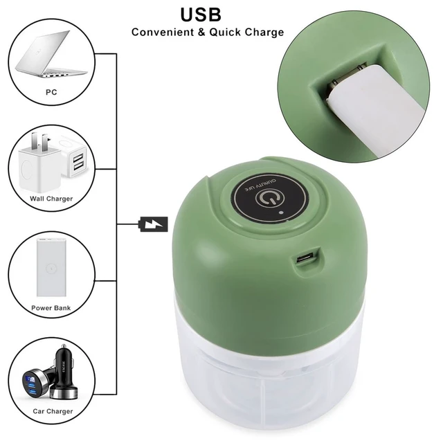 Alt view image 7 of 7 - Gustave Electric Mini Garlic Chopper Mini Onion Vegetable Masher Crusher Small Food Processor Wireless USB Charging Kitchen Tools (100+250 ml Bowl