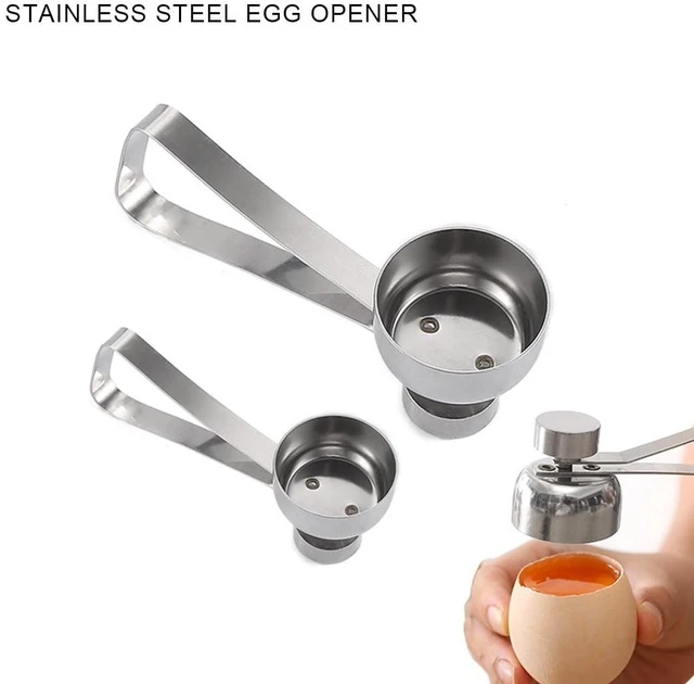 Alt view image 3 of 7 - Stainless Steel Egg Cracker Tool - Egg Cutter Egg Shell Cutter Tool Egg Cracker Tool for Eggs Kitchen Gadgets - Egg Shell Opener Topper Cutter Egg Cup Cutter Egg Cracking Tool Handheld Egg Slicer