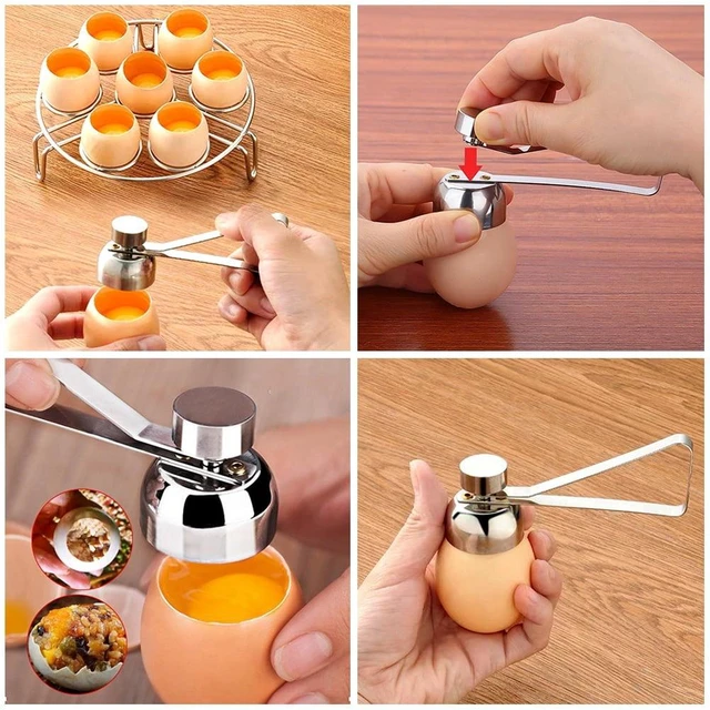 Alt view image 7 of 7 - Stainless Steel Egg Cracker Tool - Egg Cutter Egg Shell Cutter Tool Egg Cracker Tool for Eggs Kitchen Gadgets - Egg Shell Opener Topper Cutter Egg Cup Cutter Egg Cracking Tool Handheld Egg Slicer