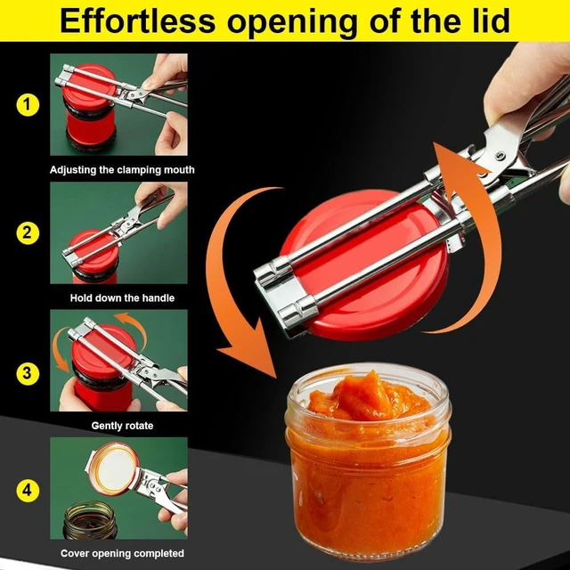 Alt view image 6 of 7 - Adjustable Stainless Steel Jar Opener for Weak Hands, Multifunctional Lid Gripper for Seniors and Arthritis