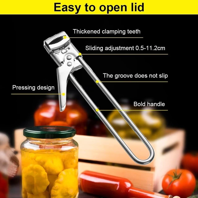 Alt view image 4 of 7 - Adjustable Stainless Steel Jar Opener for Weak Hands, Multifunctional Lid Gripper for Seniors and Arthritis