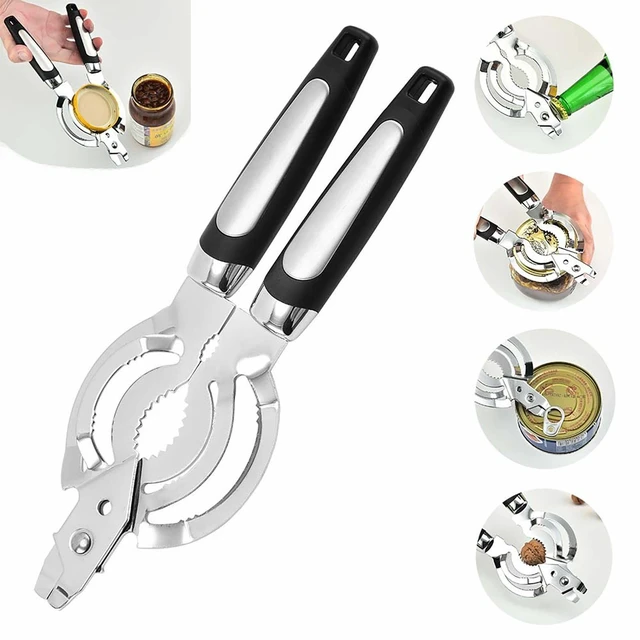 Alt view image 4 of 7 - Multifunctional Stainless Steel Jar Opener for Seniors, Adjustable Bottle & Jar Lid Opener, Ergonomic Lever Tool for Weak Hands black