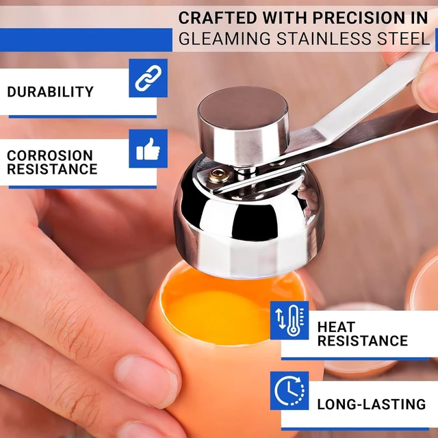 Alt view image 3 of 7 - Stainless Steel Egg Cracker Tool Egg Cracker Cutter Egg Opener Topper Cutter Egg Cracker Topper Egg Cutter Stainless Steel Kitchen Egg Topper Cutter Heavy Duty Cutter Egg Shell Cutter Tool Separator