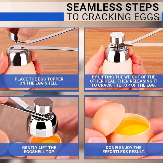 Alt view image 4 of 7 - Stainless Steel Egg Cracker Tool Egg Cracker Cutter Egg Opener Topper Cutter Egg Cracker Topper Egg Cutter Stainless Steel Kitchen Egg Topper Cutter Heavy Duty Cutter Egg Shell Cutter Tool Separator