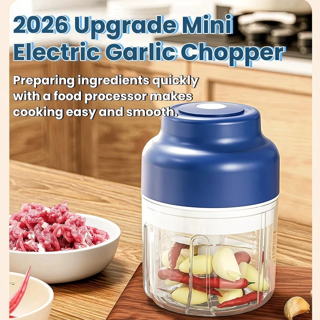 Alt view image 3 of 7 - 2026 Upgrade Electric Garlic Chopper Mini, 320 ml Small Garlic Chopper Mincer with 6 Stainless Steel Blades, Portable Rechargeable Cordless Chopper for Onion, Chili, Ginger, Nuts, Meat & Fruits