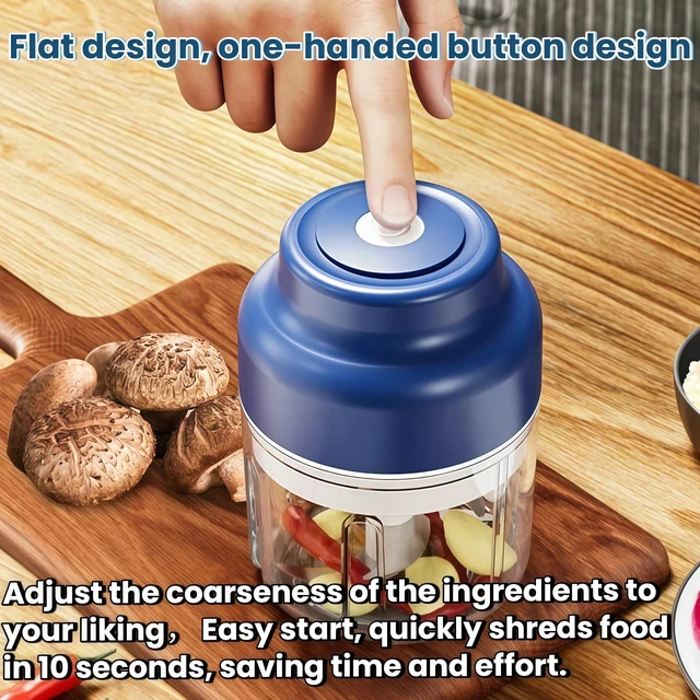 Alt view image 4 of 7 - 2026 Upgrade Electric Garlic Chopper Mini, 320 ml Small Garlic Chopper Mincer with 6 Stainless Steel Blades, Portable Rechargeable Cordless Chopper for Onion, Chili, Ginger, Nuts, Meat & Fruits