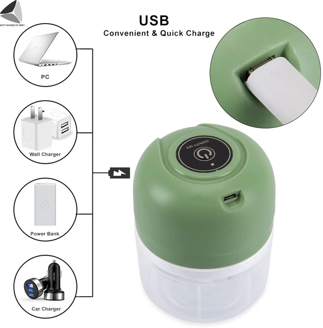 Alt view image 3 of 7 - Electric Garlic Chopper Mini Wireless Food Processor Portable Kitchen Onion Vegetable Crushed Chopper USB Charging 100ml+250ml (White)