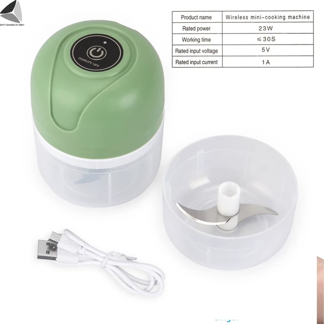Alt view image 4 of 7 - Electric Garlic Chopper Mini Wireless Food Processor Portable Kitchen Onion Vegetable Crushed Chopper USB Charging 100ml+250ml (White)