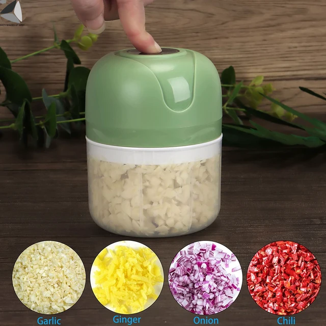 Alt view image 7 of 7 - Electric Garlic Chopper Mini Wireless Food Processor Portable Kitchen Onion Vegetable Crushed Chopper USB Charging 100ml+250ml (White)