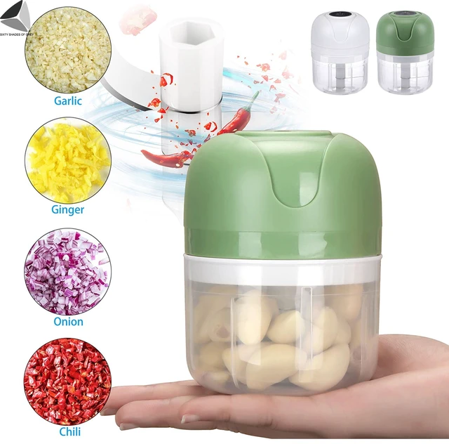 Alt view image 5 of 7 - Electric Garlic Chopper Mini Wireless Food Processor Portable Kitchen Onion Vegetable Crushed Chopper USB Charging 100ml+250ml (White)