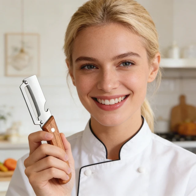 Alt view image 3 of 5 - Kitchen Prep Tool Kit, Multifunctional Slicer and Wood Handle Peeling Knife Set for Vegetables, Potatoes, and Fruits