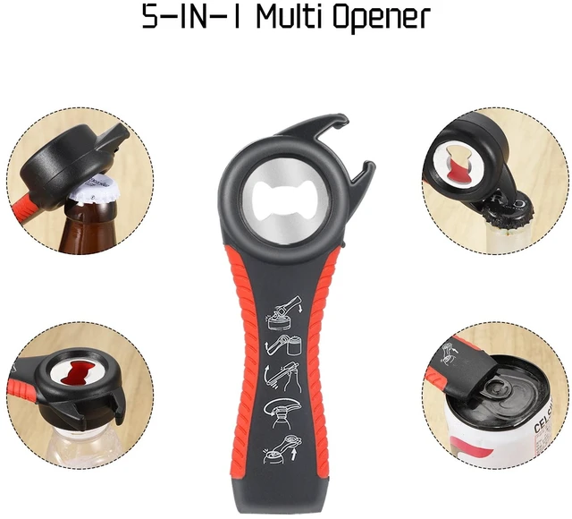 Alt view image 4 of 7 - sixwipe 4 Pack Jar Opener Bottle Opener for Weak Hands, 5 in 1 Multi Function Opener Bottle Opener Kit, Jar Opener with Silicone Handle, Jar Openers for Seniors with Arthritis, Jar Opener Gripper Pad