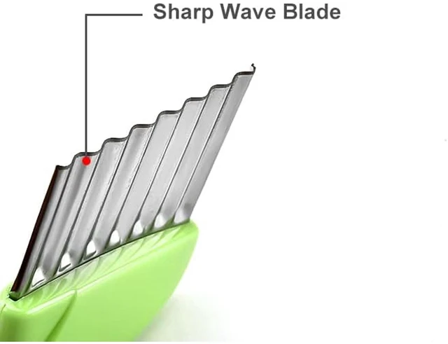 Alt view image 6 of 7 - Stainless Steel Crinkle Cutter, Heavy Duty Wavy Vegetable Slicer with Wooden Handle for Potatoes, Carrots, Fruits & Veggies, Manual Handheld Food Chopper & Kitchen Cutting Tool (Green)