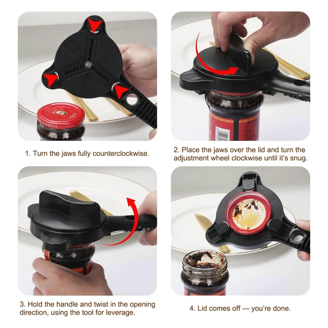 Alt view image 2 of 7 - Jar Opener for Seniors 4-in-1 Adjustable Bottle Opener with Non-Slip Grip Suitable Lid Opener for Weak Hands for Jars Bottles and Beer Caps