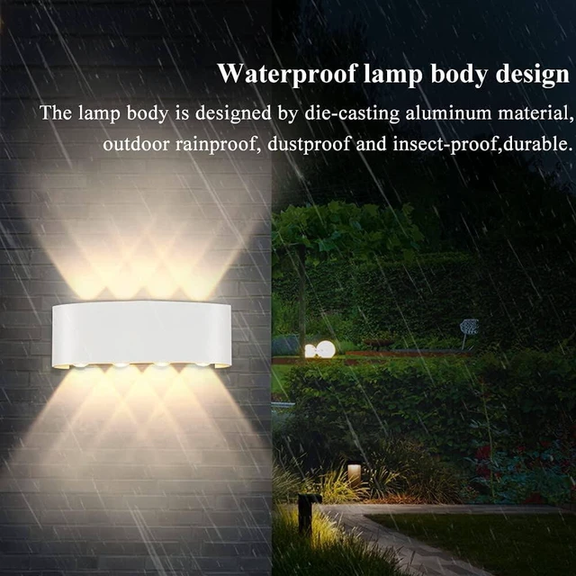 Alt view image 4 of 7 - 8W Waterproof Modern Wall Light LED Wall Lamp Aluminum LED Wall Sconce Up Down Indoor Outdoor for Bathroom Bedroom Hallway Porch Corridor Hotel Doorway Garden Pathway, White