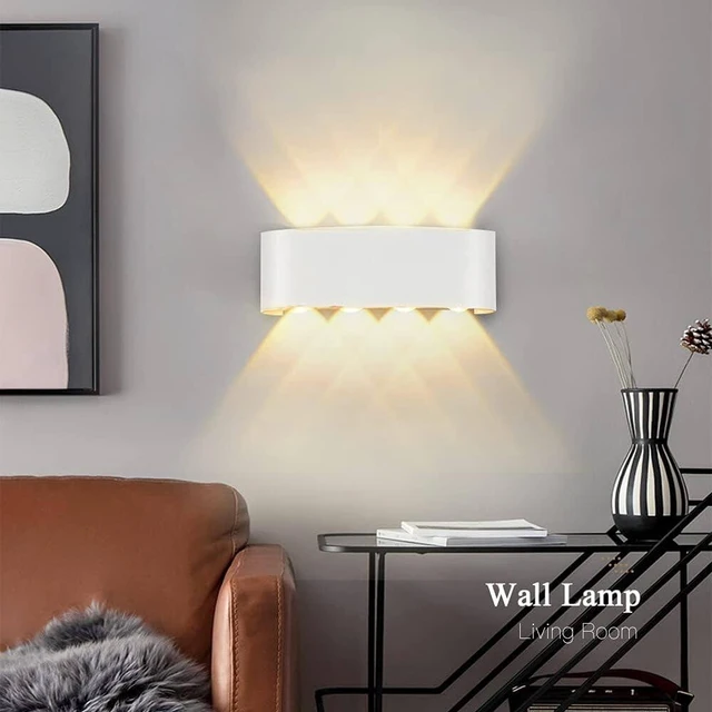 Alt view image 3 of 7 - 8W Waterproof Modern Wall Light LED Wall Lamp Aluminum LED Wall Sconce Up Down Indoor Outdoor for Bathroom Bedroom Hallway Porch Corridor Hotel Doorway Garden Pathway, White