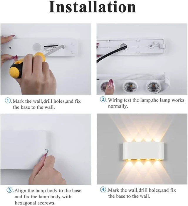 Alt view image 6 of 7 - 8W Waterproof Modern Wall Light LED Wall Lamp Aluminum LED Wall Sconce Up Down Indoor Outdoor for Bathroom Bedroom Hallway Porch Corridor Hotel Doorway Garden Pathway, White