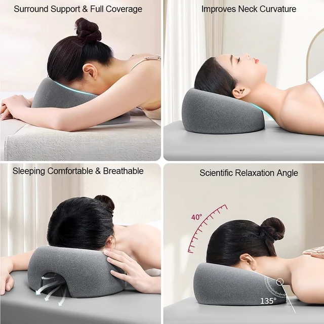 Alt view image 5 of 7 - Ustris Massage Pillow Face Down Headrest for Bed & Massage Tables,Prone Sleepers,Face Cradle,Post Eye Surgery Recovery,BBL Pillow After,Office Napping and Beach Tanning