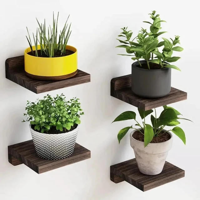 Alt view image 2 of 7 - 4Pack Small Floating Shelves for Wall, Wood Shelf 5 Inch Display Ledges Room Decor, Mini with 2 Types of Installation