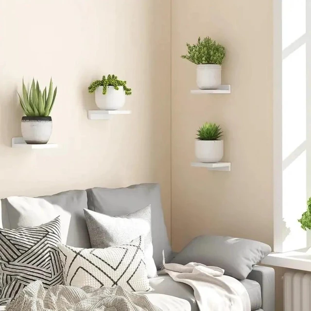 Alt view image 4 of 7 - 4Pack Small Floating Shelves for Wall, Wood Shelf 5 Inch Display Ledges Room Decor, Mini with 2 Types of Installation