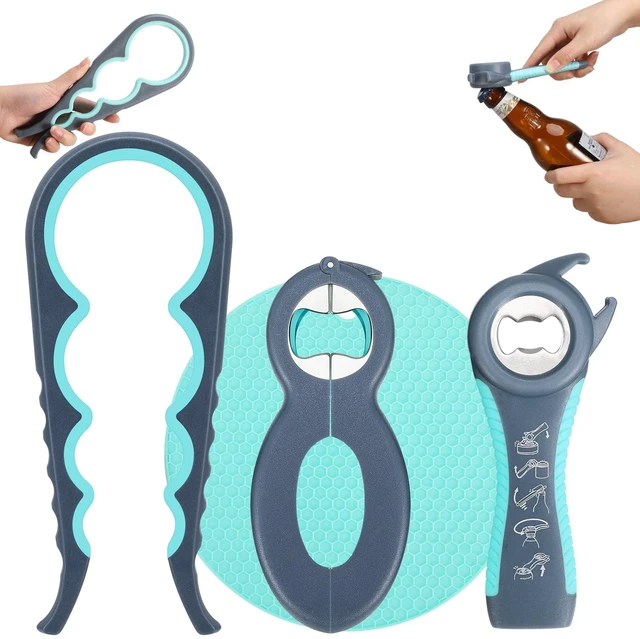 Main image of Bocaoying Jar Opener for Weak Hands, Seniors with Arthritis, 5 in 1 Multi Function Bottle Opener Lid Opener for Arthritic Hands with Non Slip Rubber Jar opener Gripper Pad and Corkscrew Wine Opener