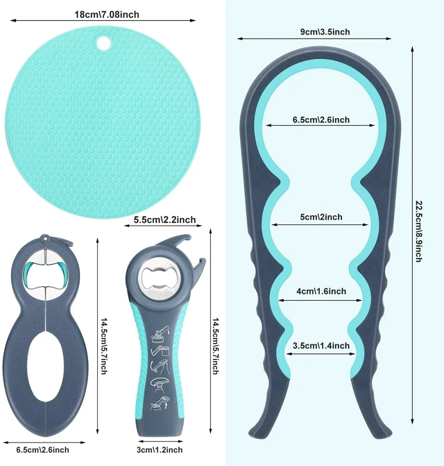 Alt view image 2 of 7 - Bocaoying Jar Opener for Weak Hands, Seniors with Arthritis, 5 in 1 Multi Function Bottle Opener Lid Opener for Arthritic Hands with Non Slip Rubber Jar opener Gripper Pad and Corkscrew Wine Opener